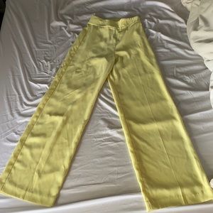 EXPRESS yellow wide leg super high rise pant